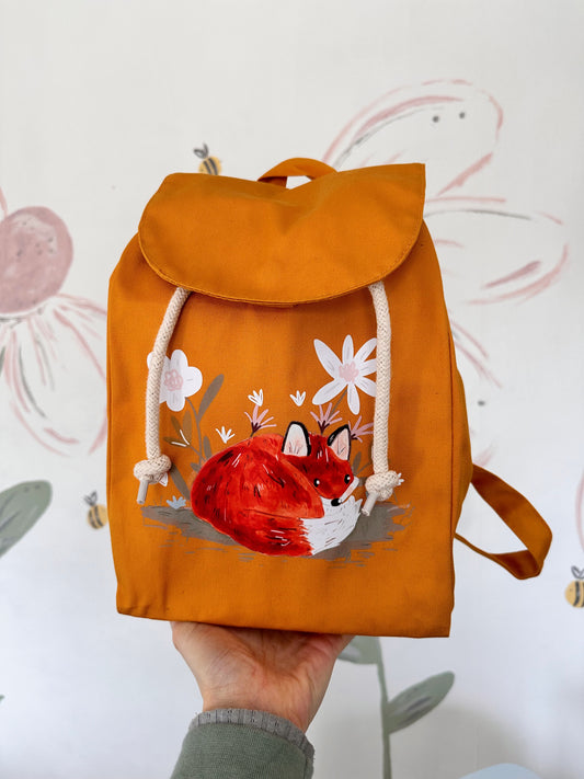 Flower Fox Backpack - Organic Cotton
