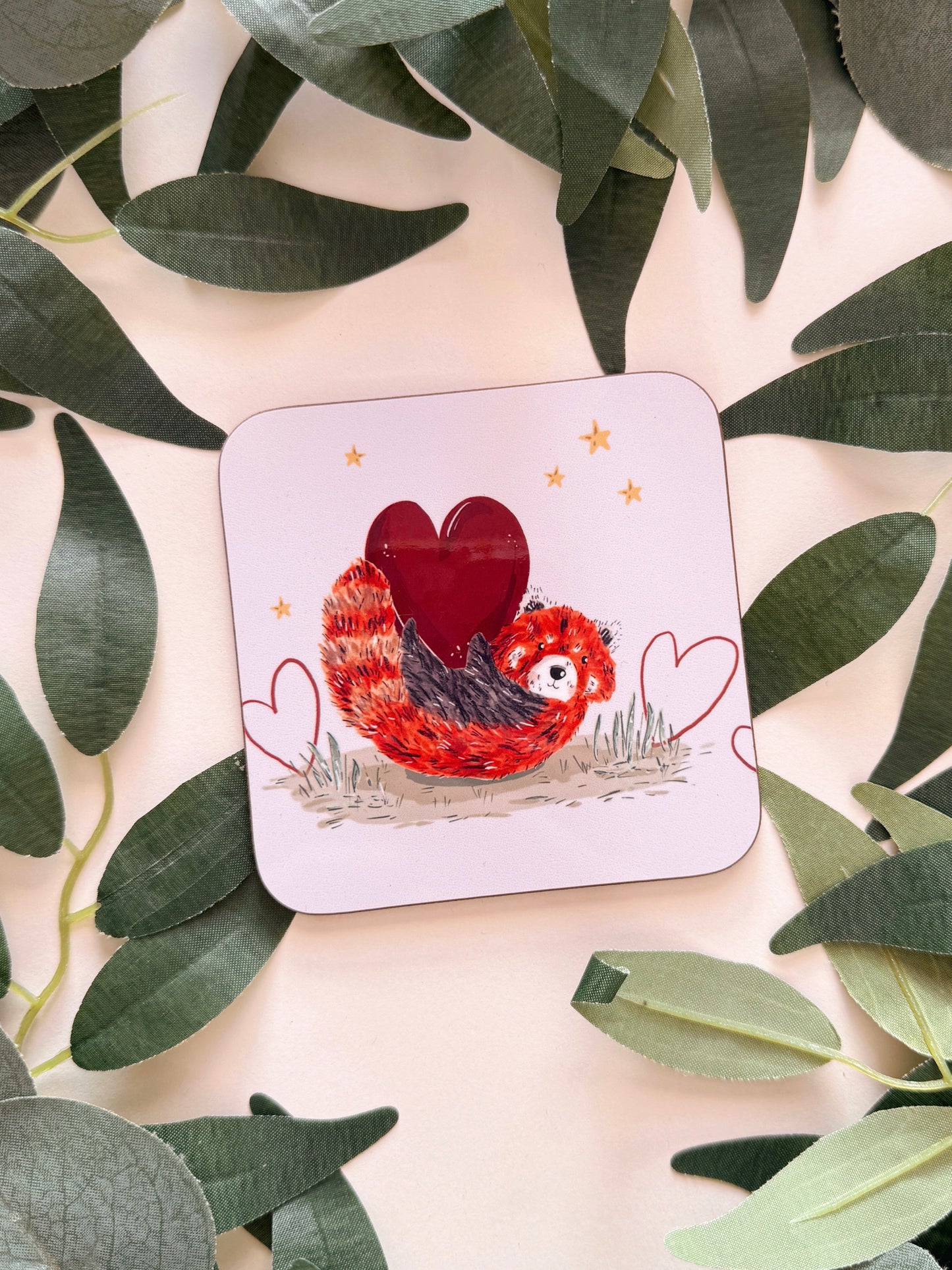 Red Panda Heart Coaster