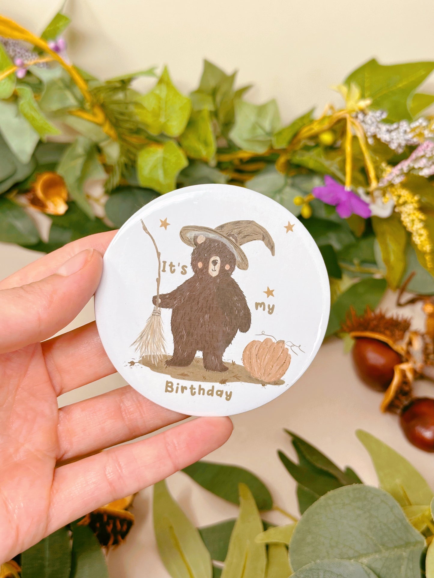 Witch Bear Birthday Badge