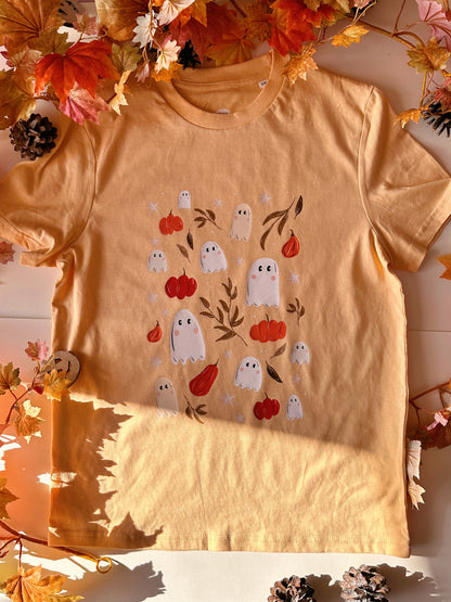 Pumpkin Ghost T-Shirt - Organic Cotton (Apricot)