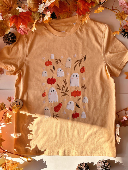 Pumpkin Ghost T-Shirt - Organic Cotton (Apricot)