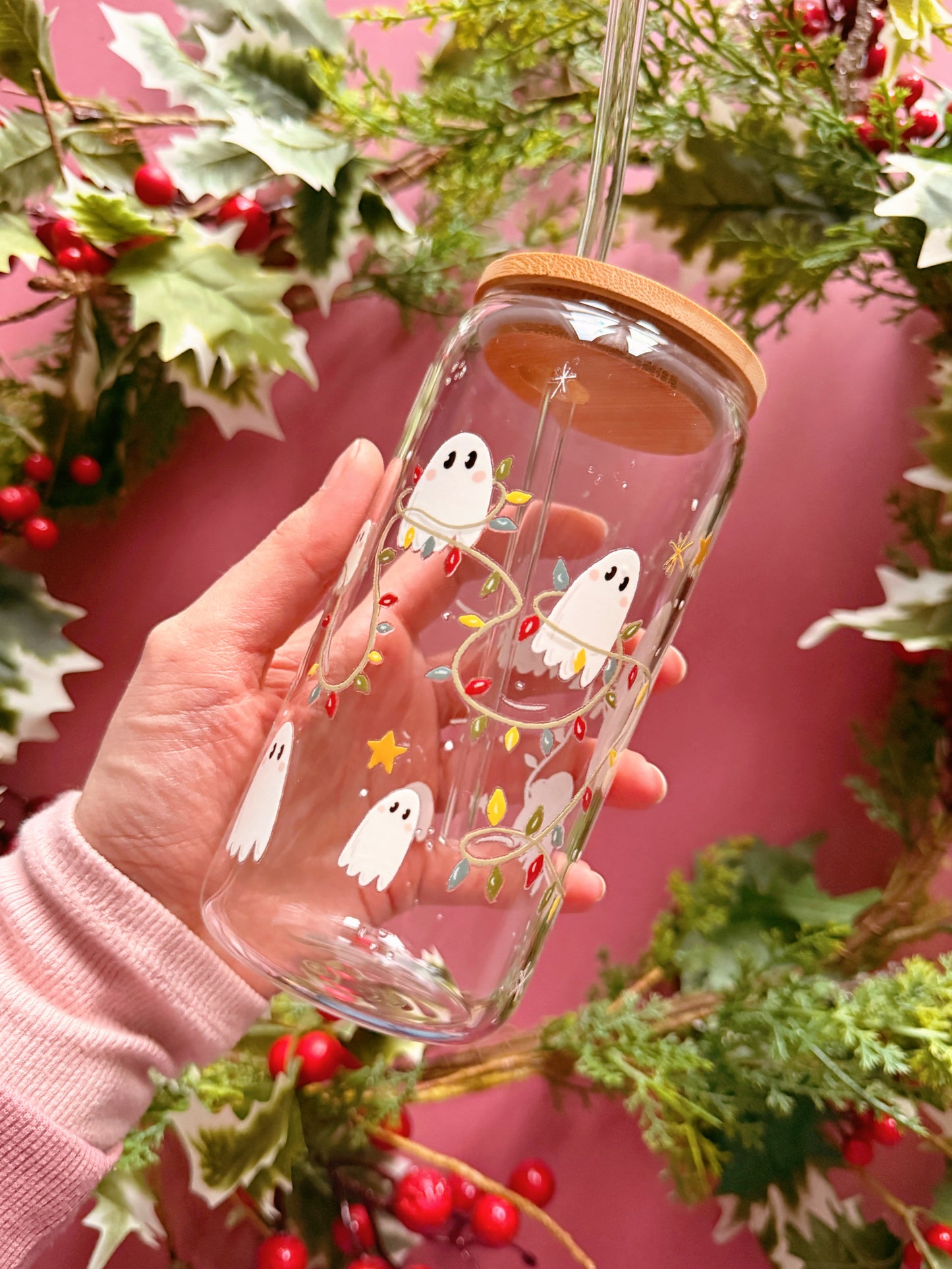 Christmas Ghost Glass Tumbler