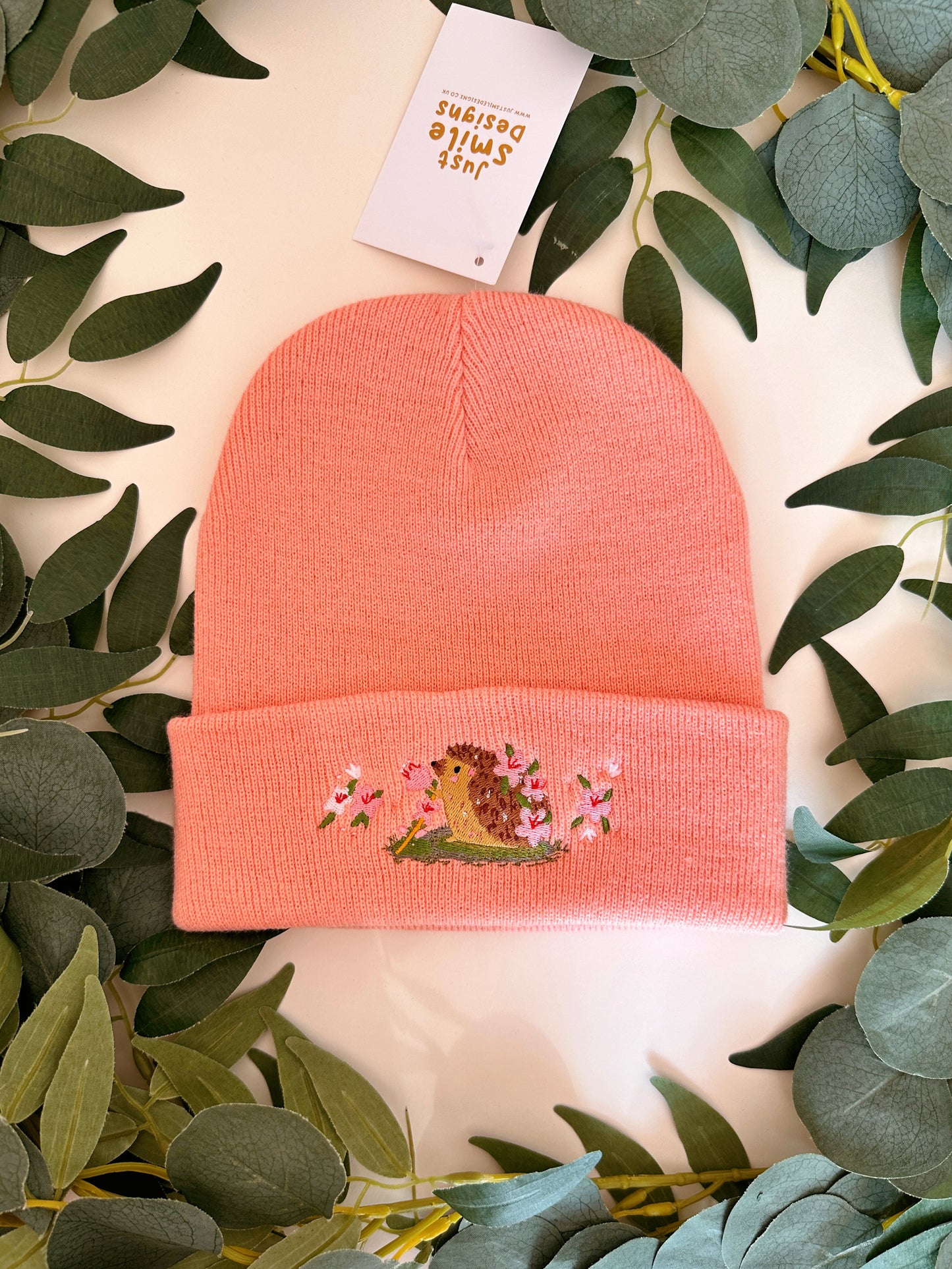 Sakura Hedgehog Embroidered Beanie