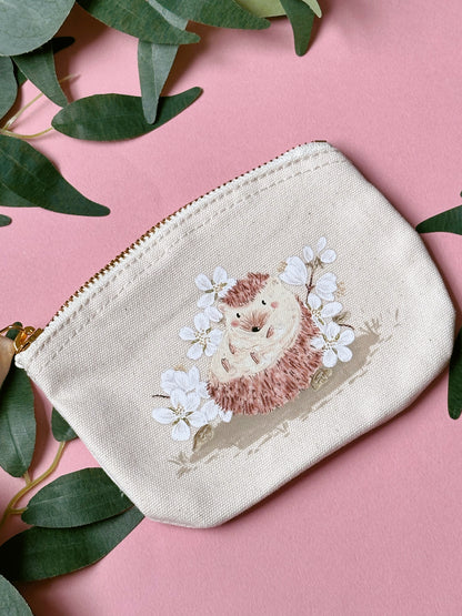 White Sakura Hedgehog Purse