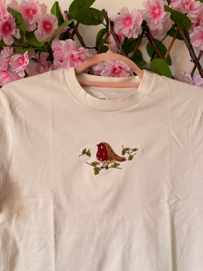 Robin Embroidered T-Shirt - Organic Cotton