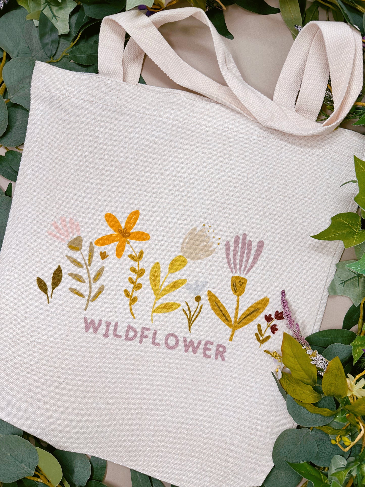 Wild Flower Linen Tote Bag