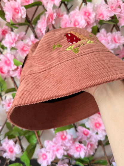 Robin Embroidered Cord Bucket Hat