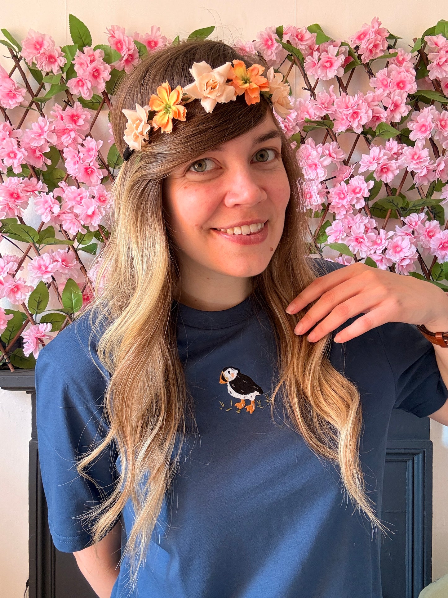 Puffin Embroidered T-Shirt - Organic Cotton