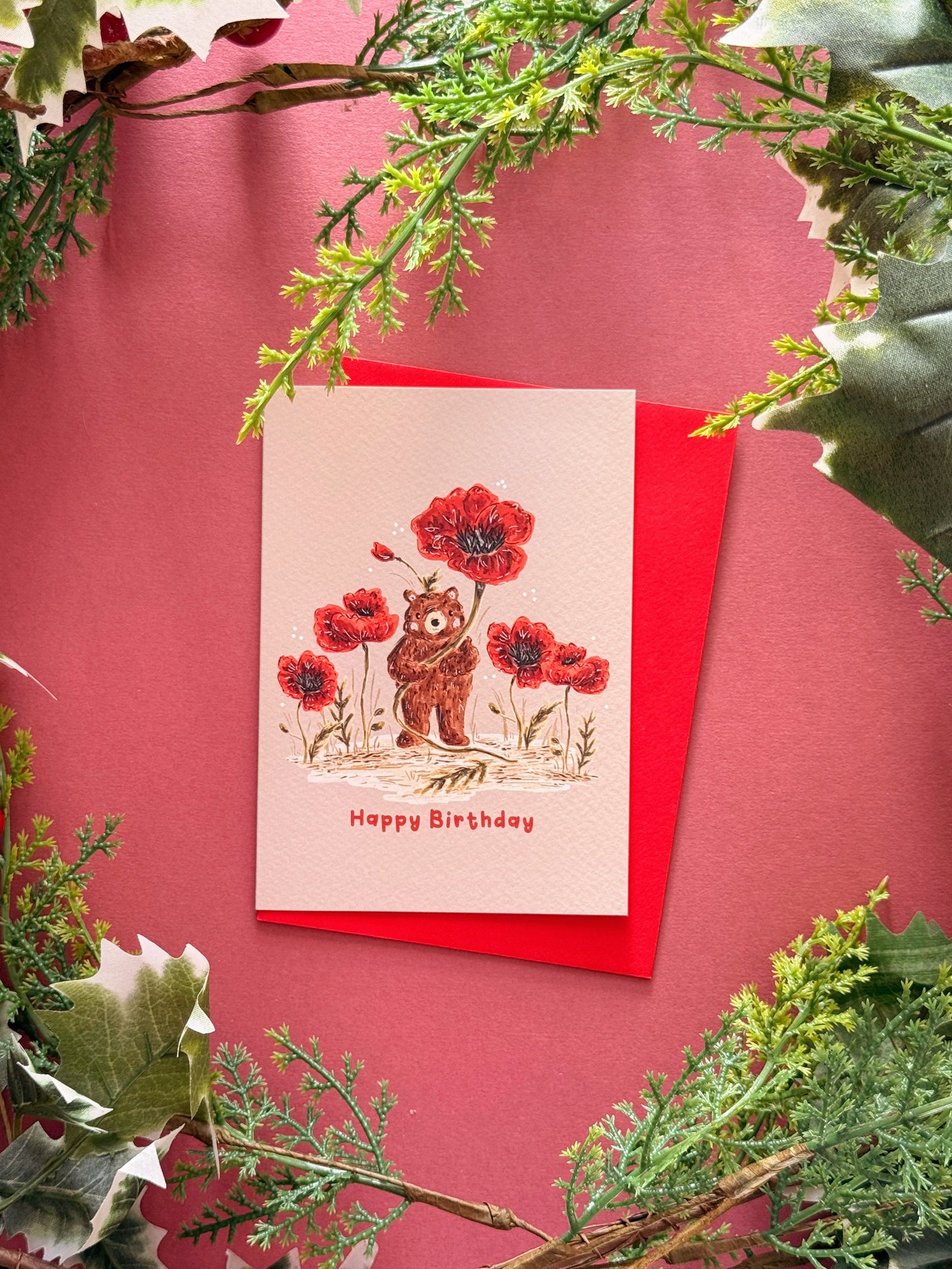 Poppy Bear Birthday Card