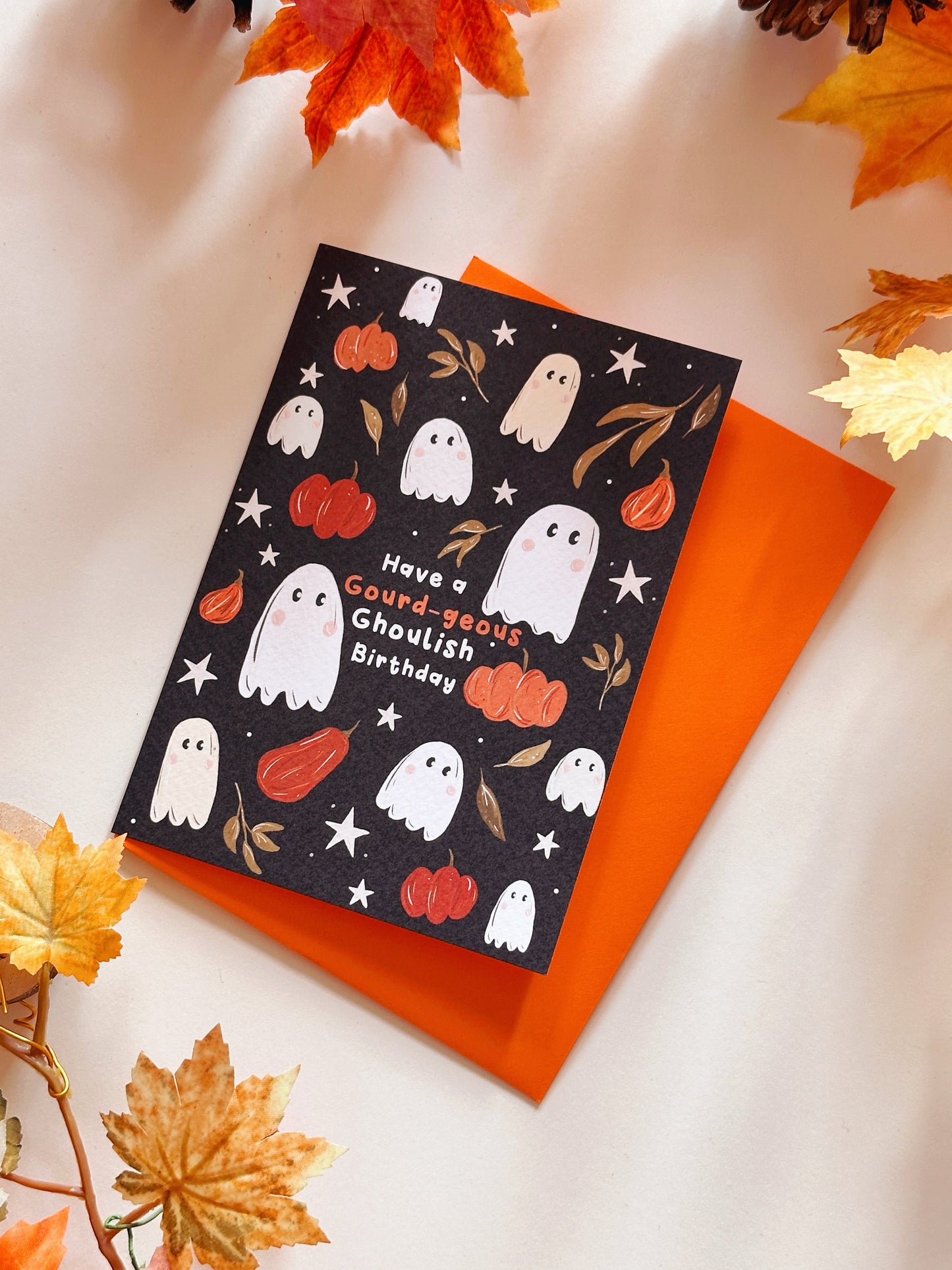 Pumpkin Ghost Birthday Card