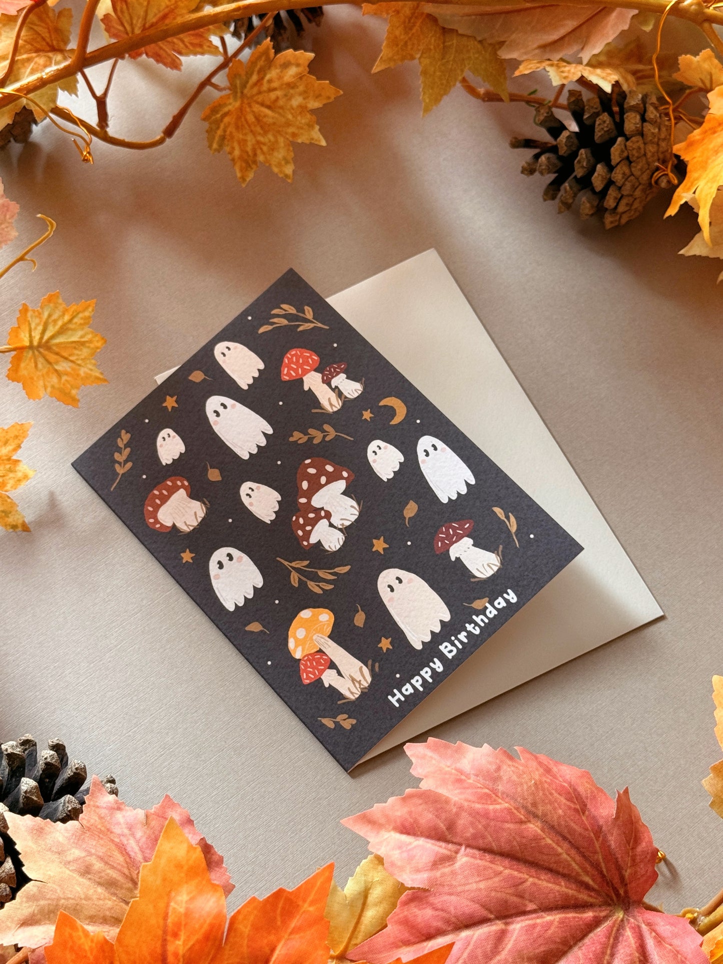 Mushroom Ghost Birthday Card