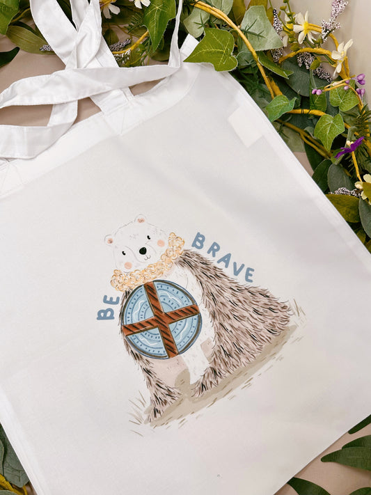 Be Brave Viking Bear Tote Bag