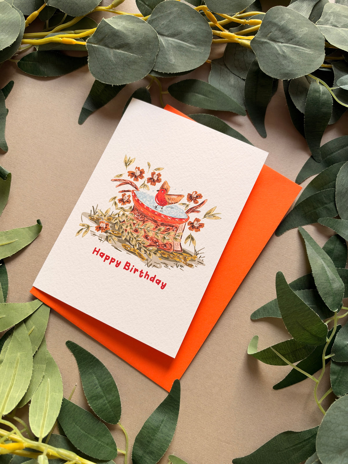 Garden Robin Birthday Card