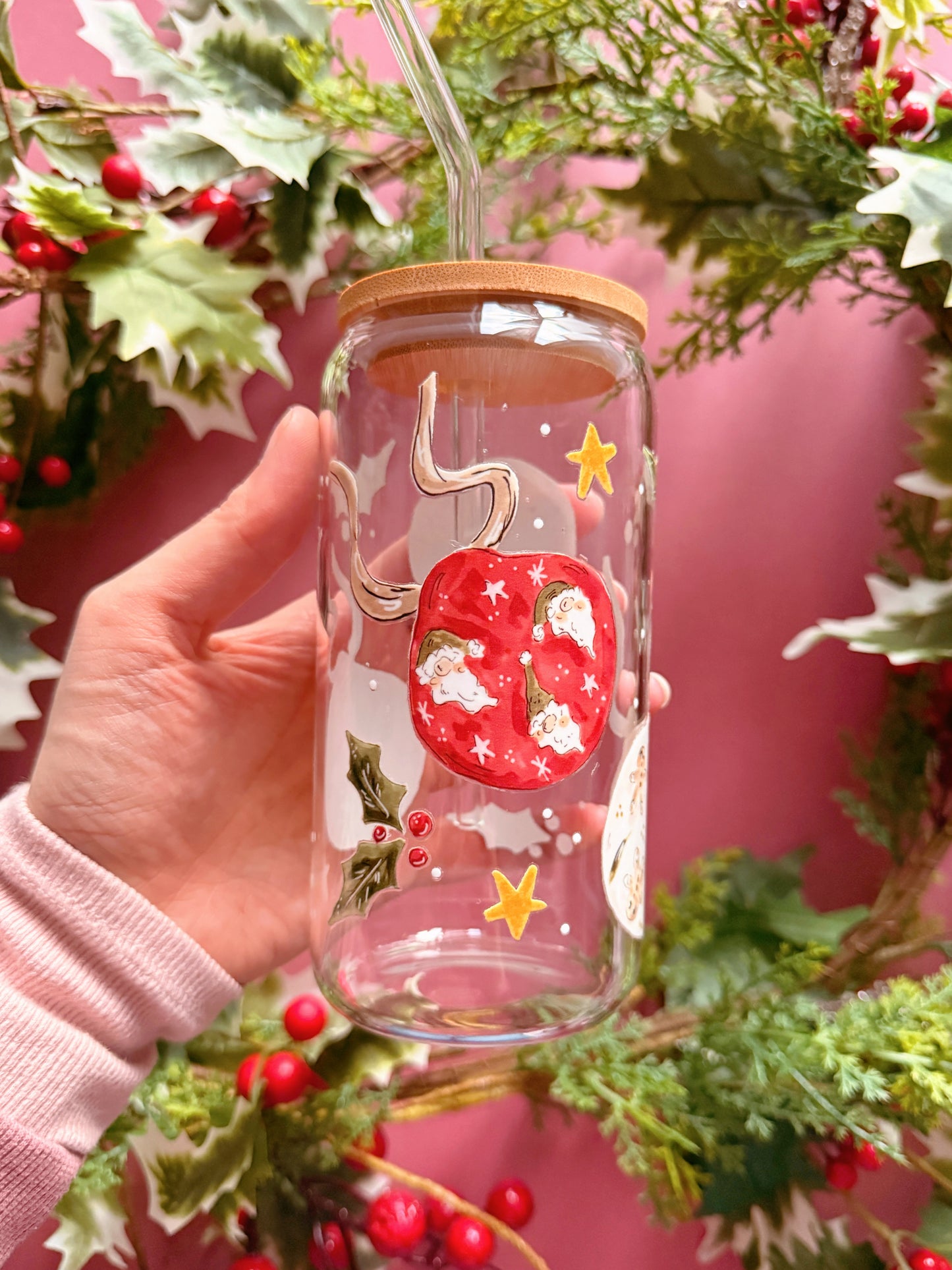 Christmas Baubles Glass Tumbler