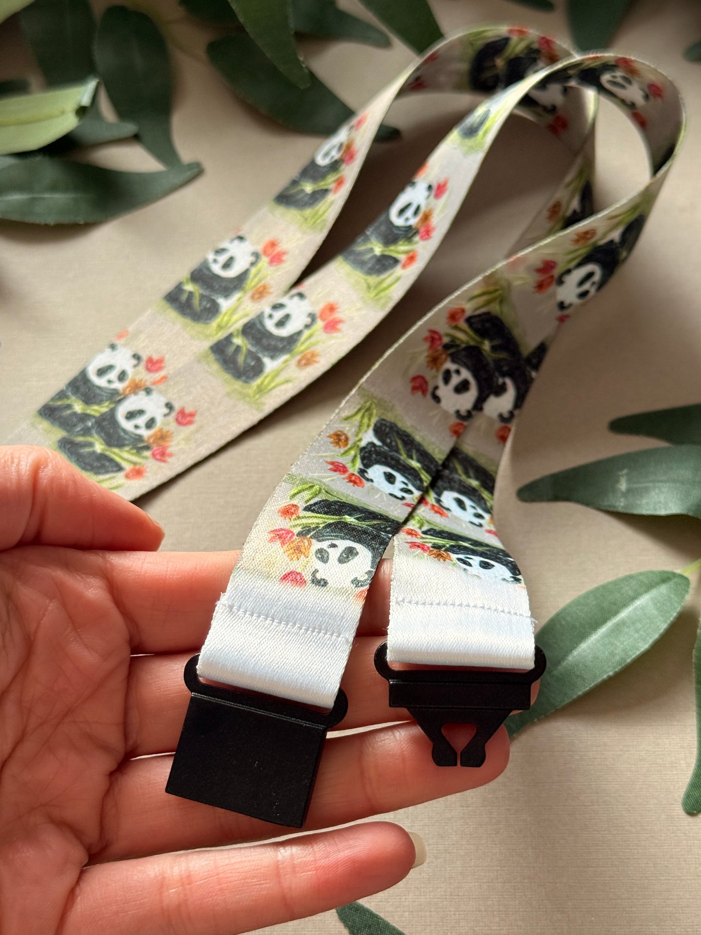 Panda Floral Lanyard