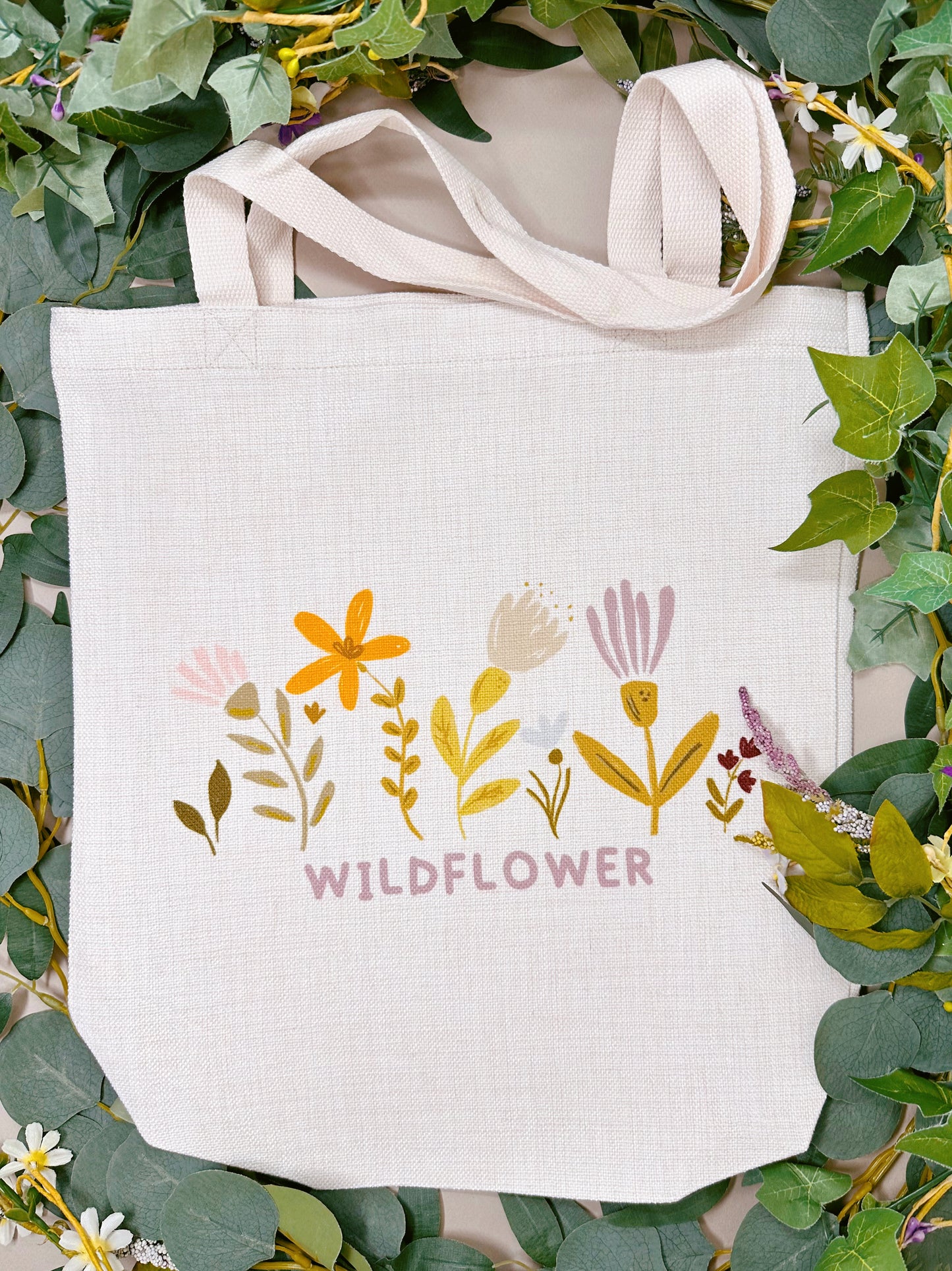 Wild Flower Linen Tote Bag