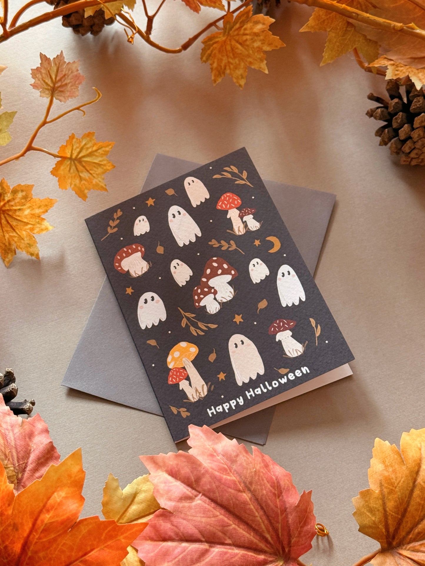 Mushroom Ghost Halloween Card