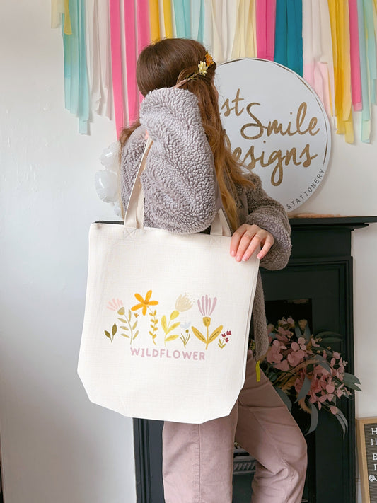 Wild Flower Linen Tote Bag