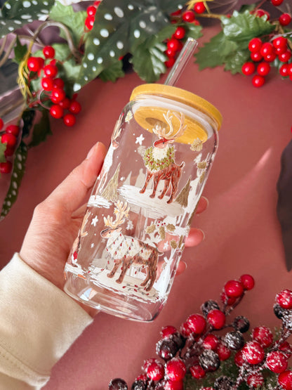 Reindeer Glass Tumbler