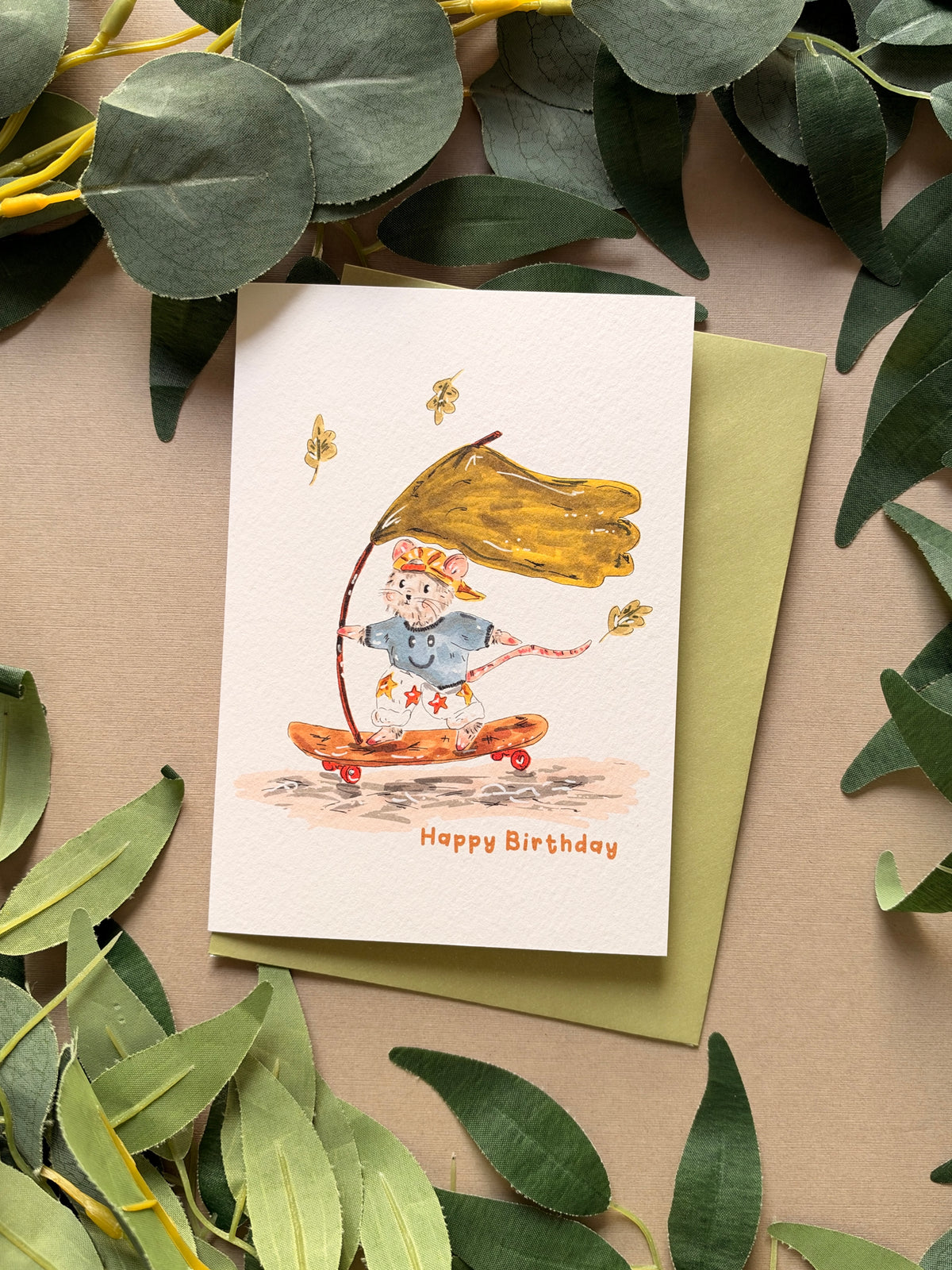 Skateboard Mouse Birthday Card