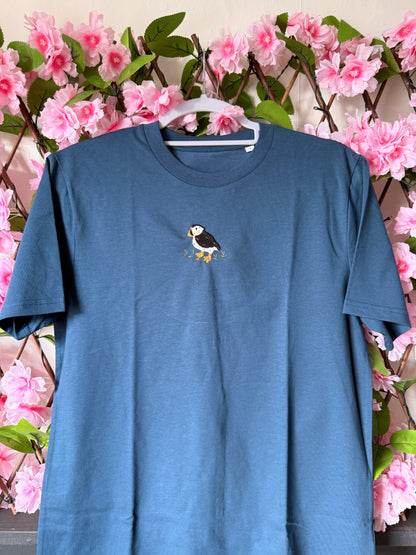 Puffin Embroidered T-Shirt - Organic Cotton