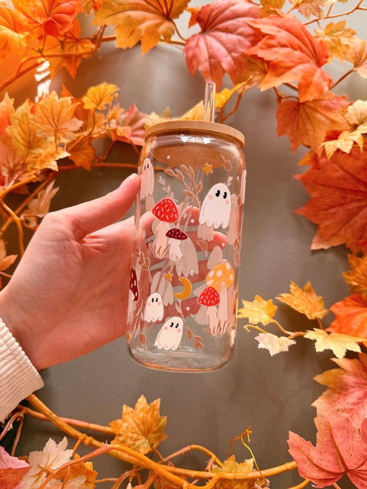 Mushroom Ghost Glass Tumbler