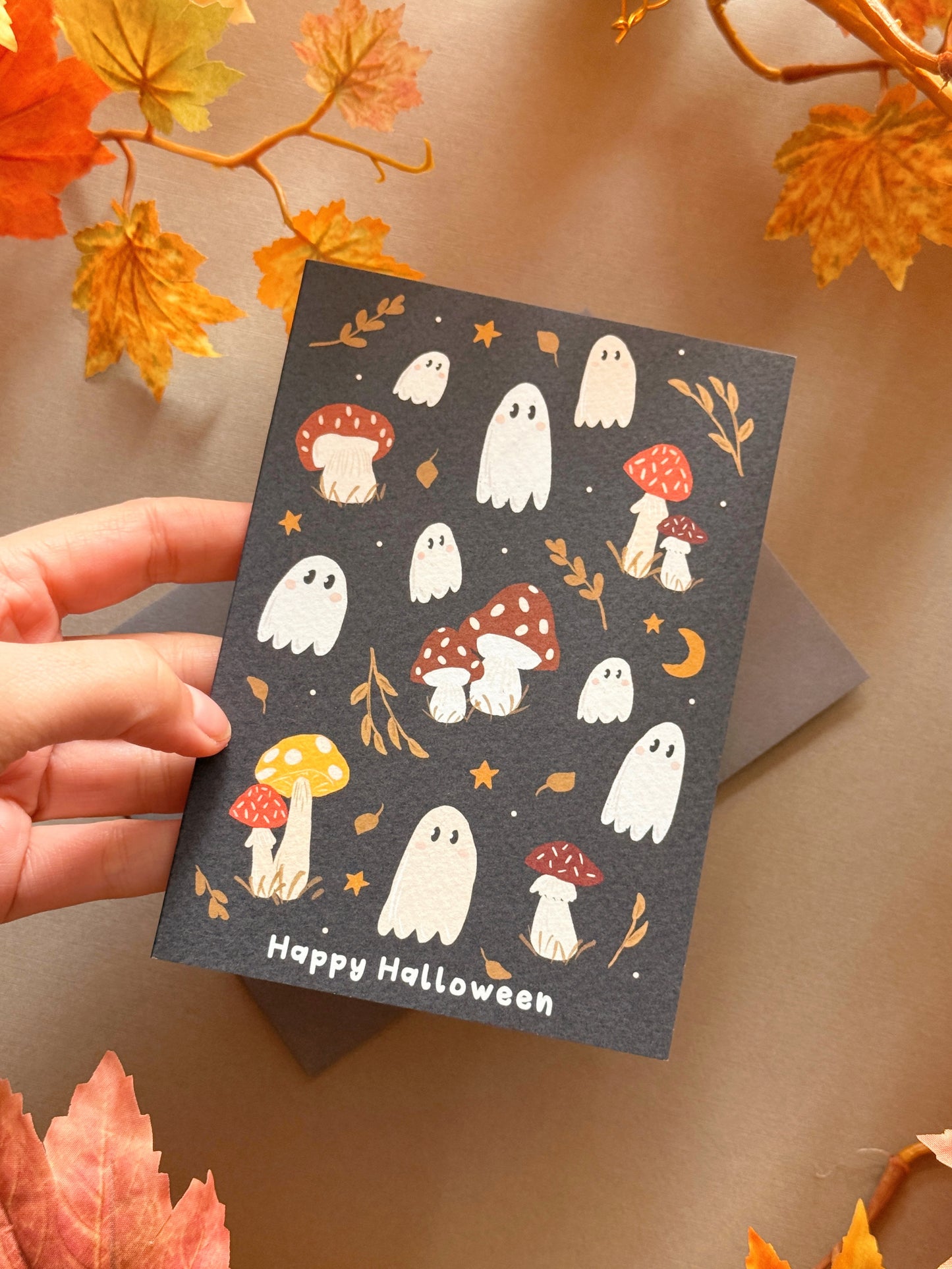 Mushroom Ghost Halloween Card