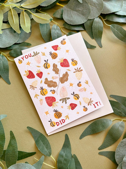 Strawberry Bee You Did It Card