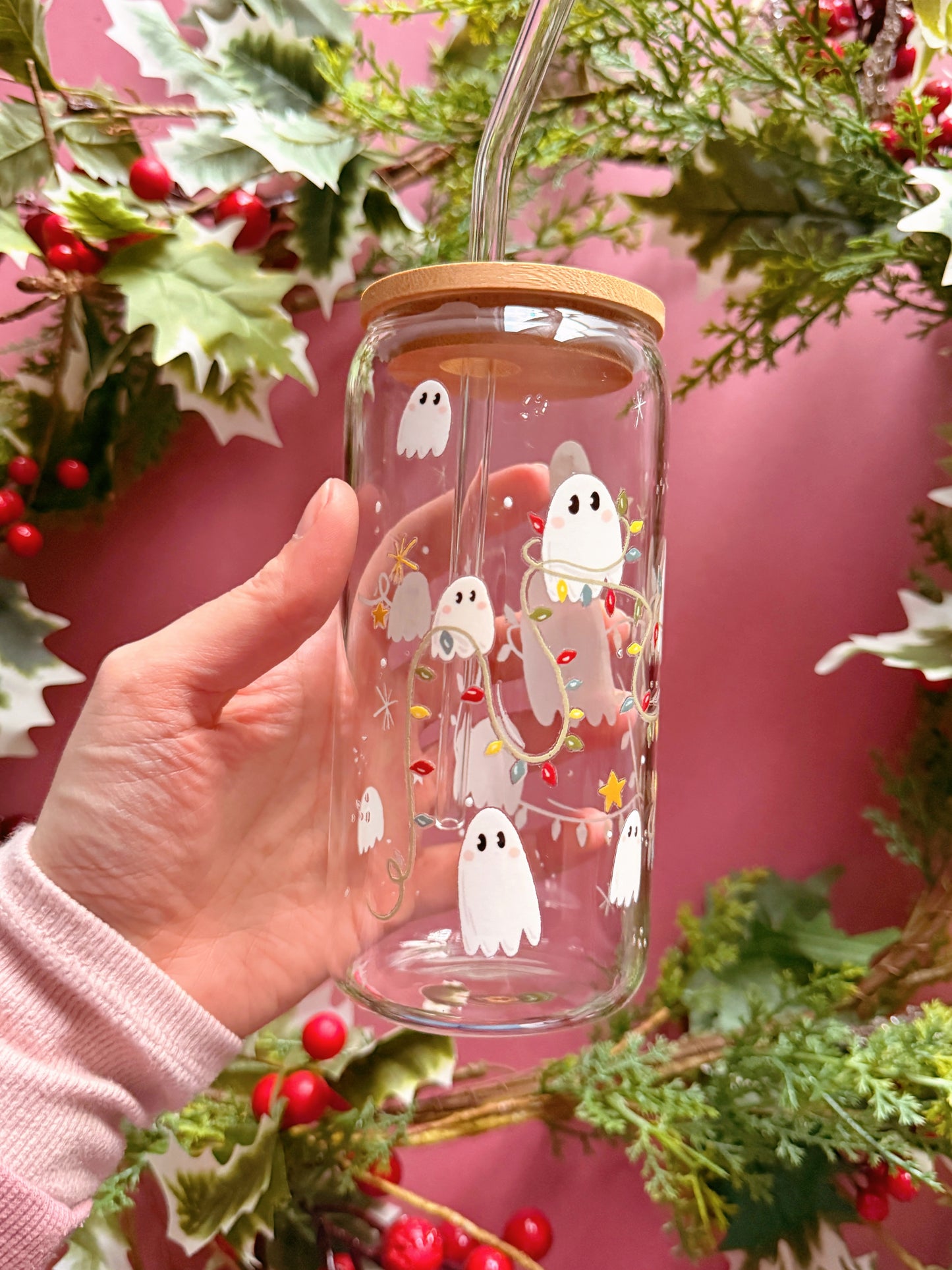 Christmas Ghost Glass Tumbler