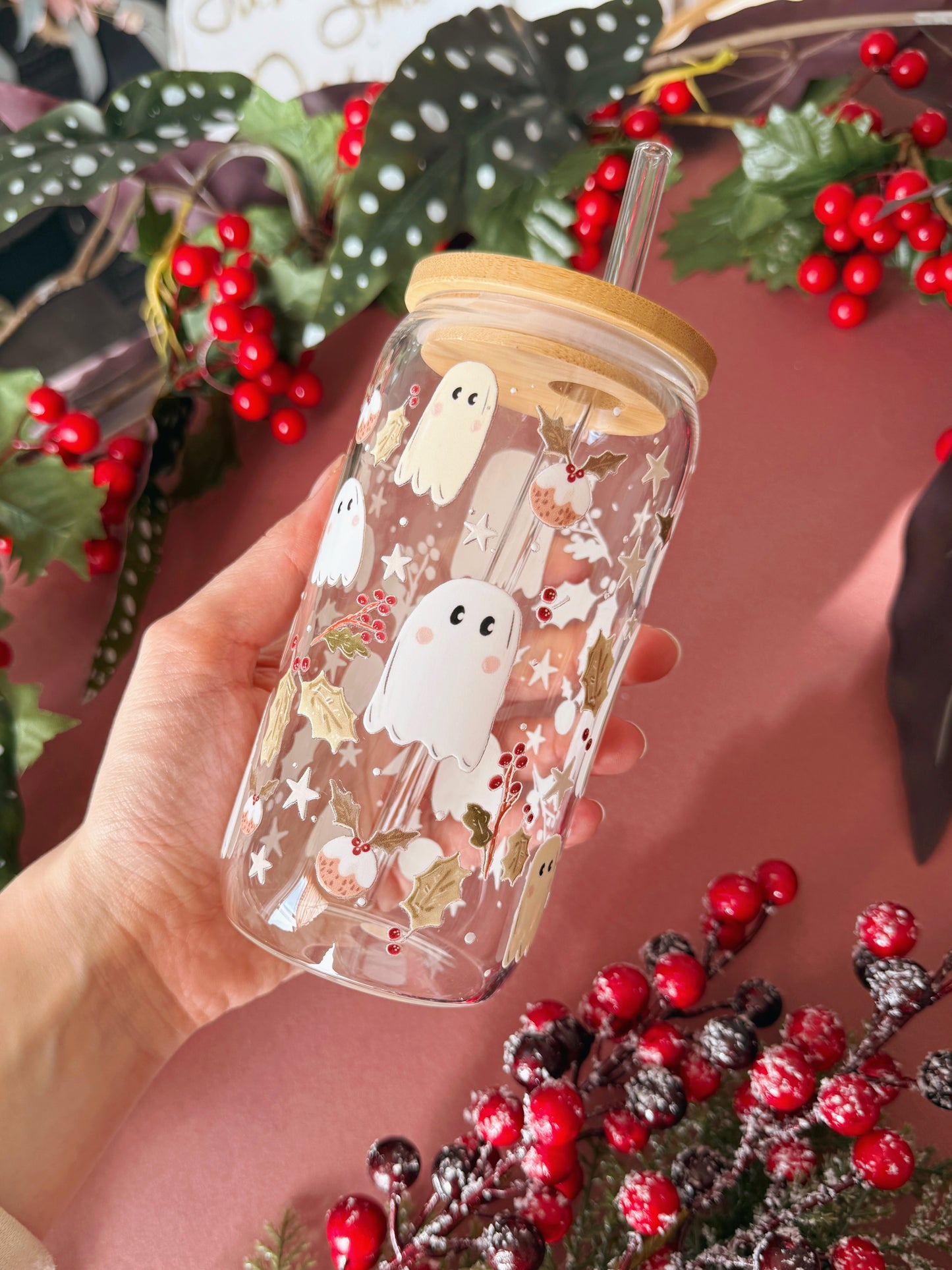 Ghost Christmas Glass Tumbler