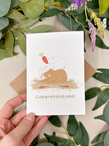 Bunny Carrot Congrats Card