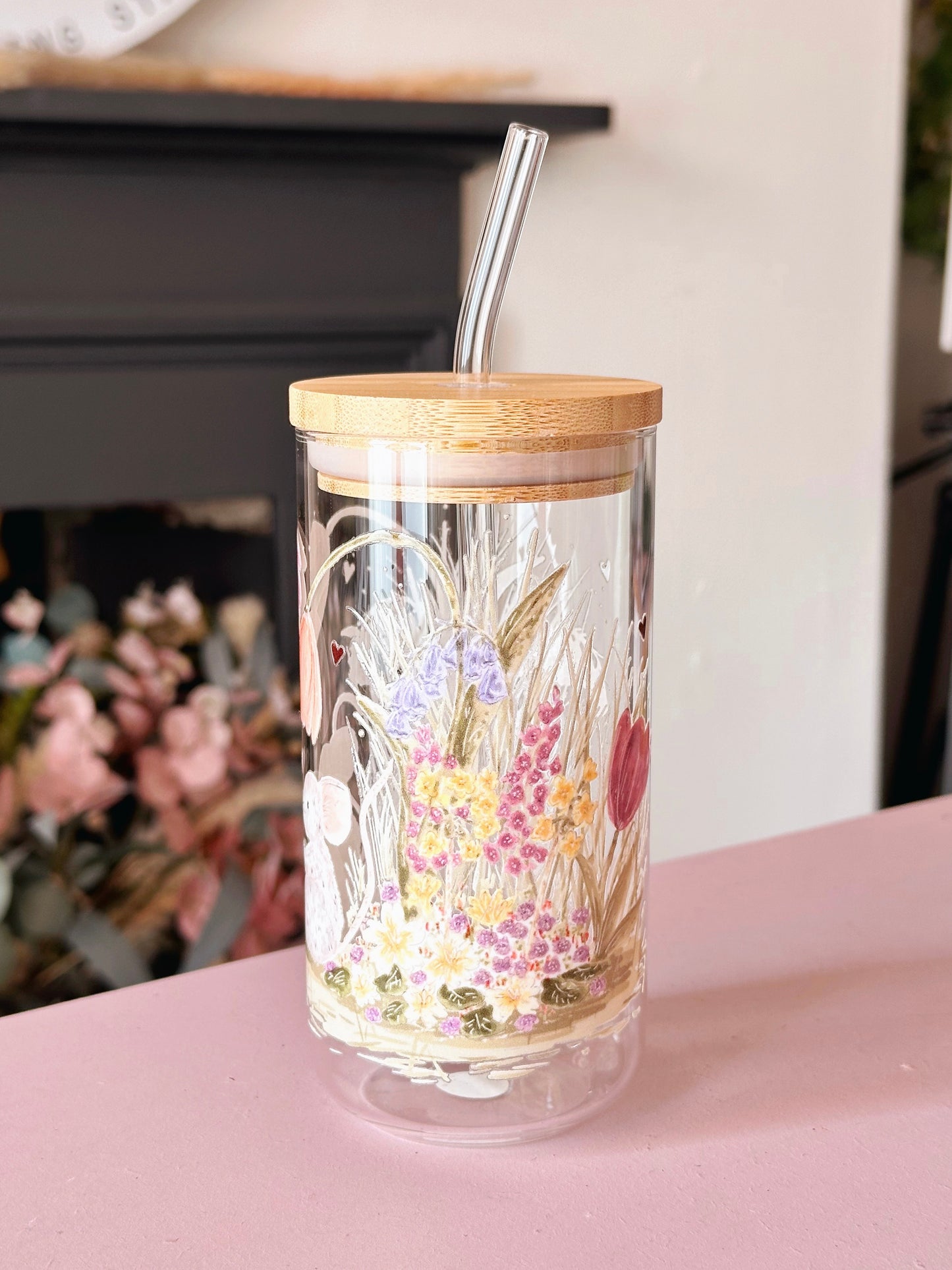 Tulip Mice Glass Tumbler