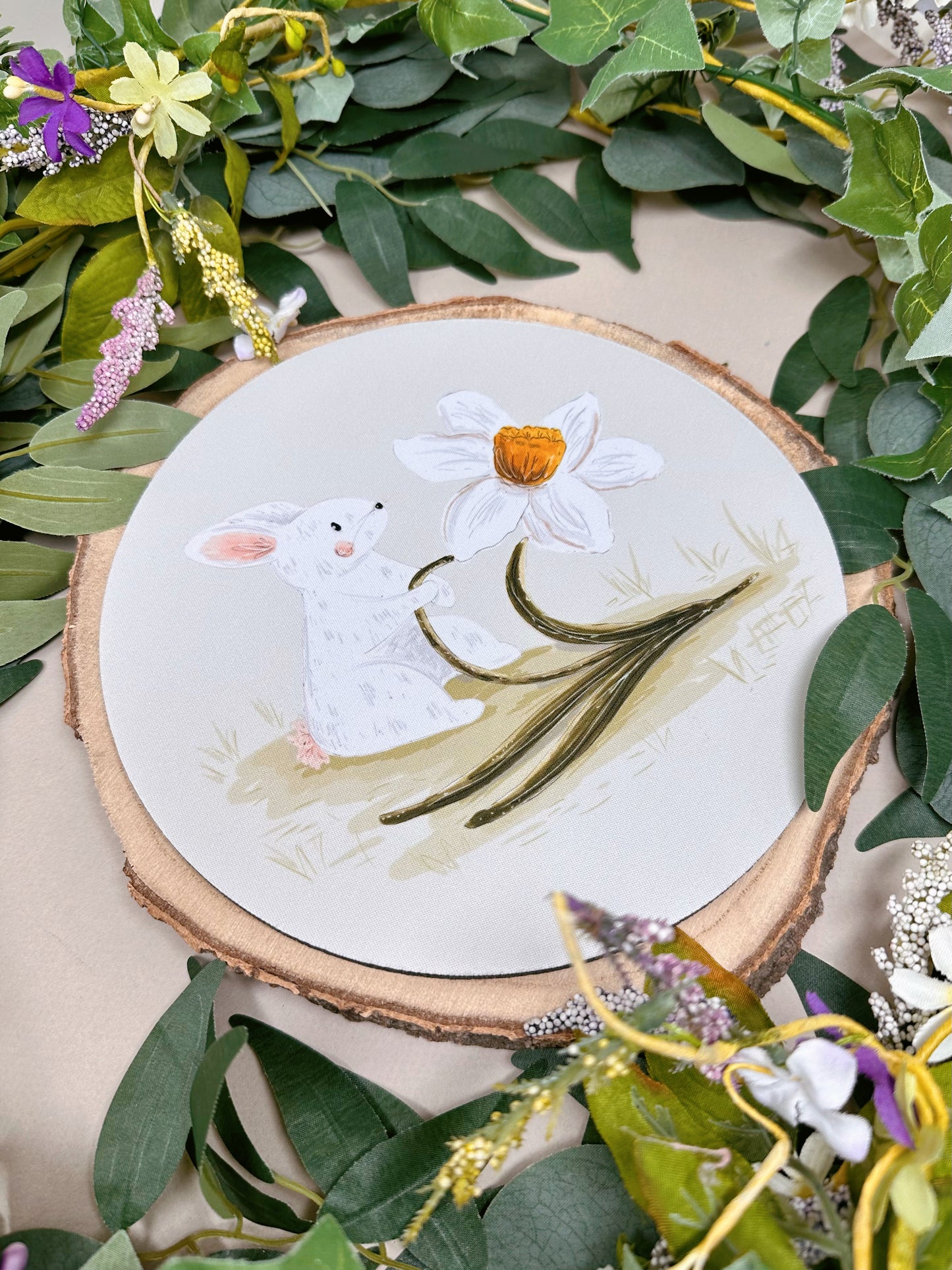 Daffodil Rabbit Mousemat