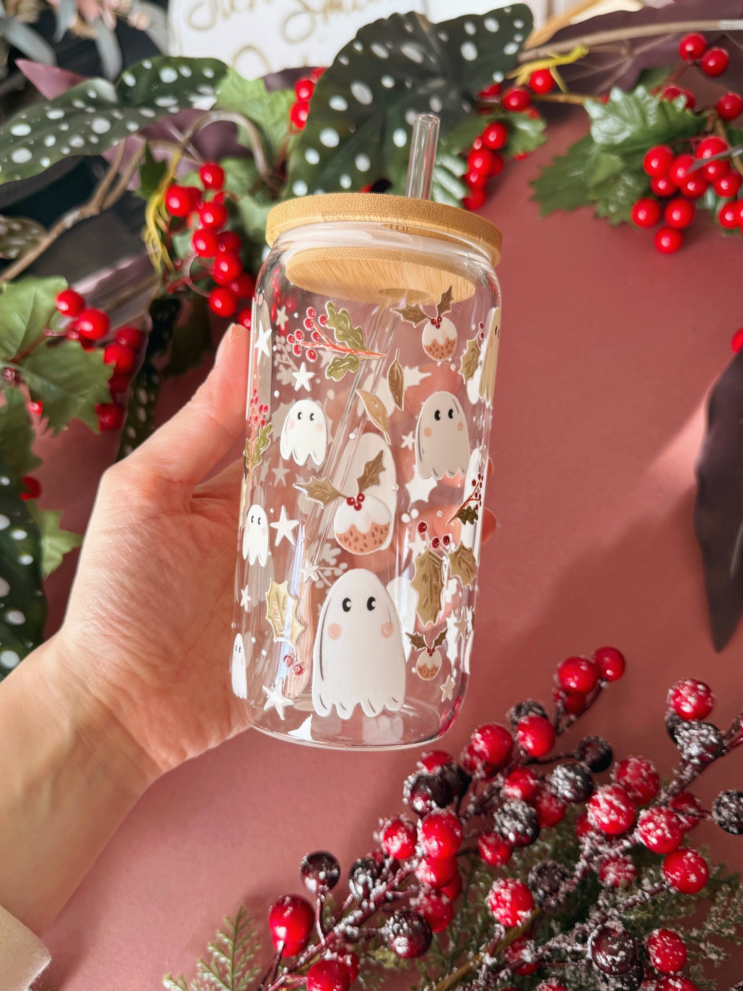 Ghost Christmas Glass Tumbler