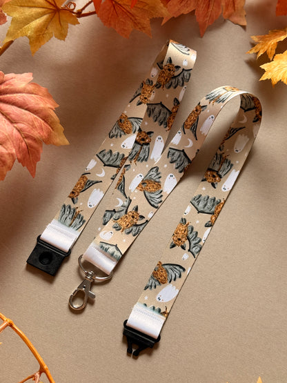 Bat Ghost Lanyard - Chocolate