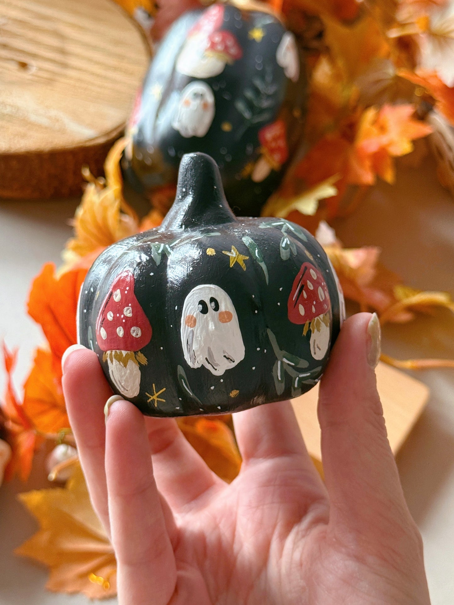 Mushroom Ghost Pumpkins