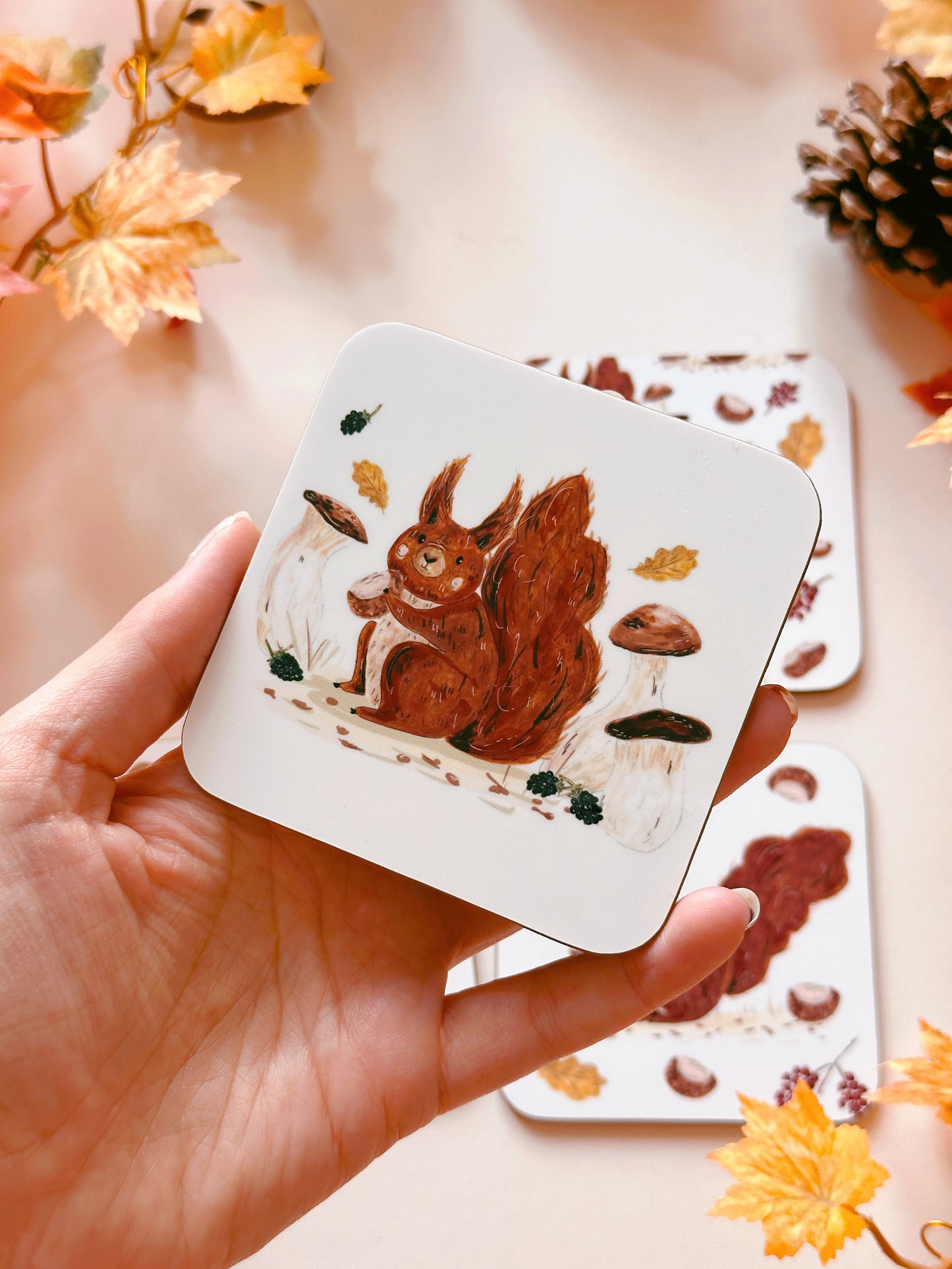 Autumn Red Squirrel Coaster