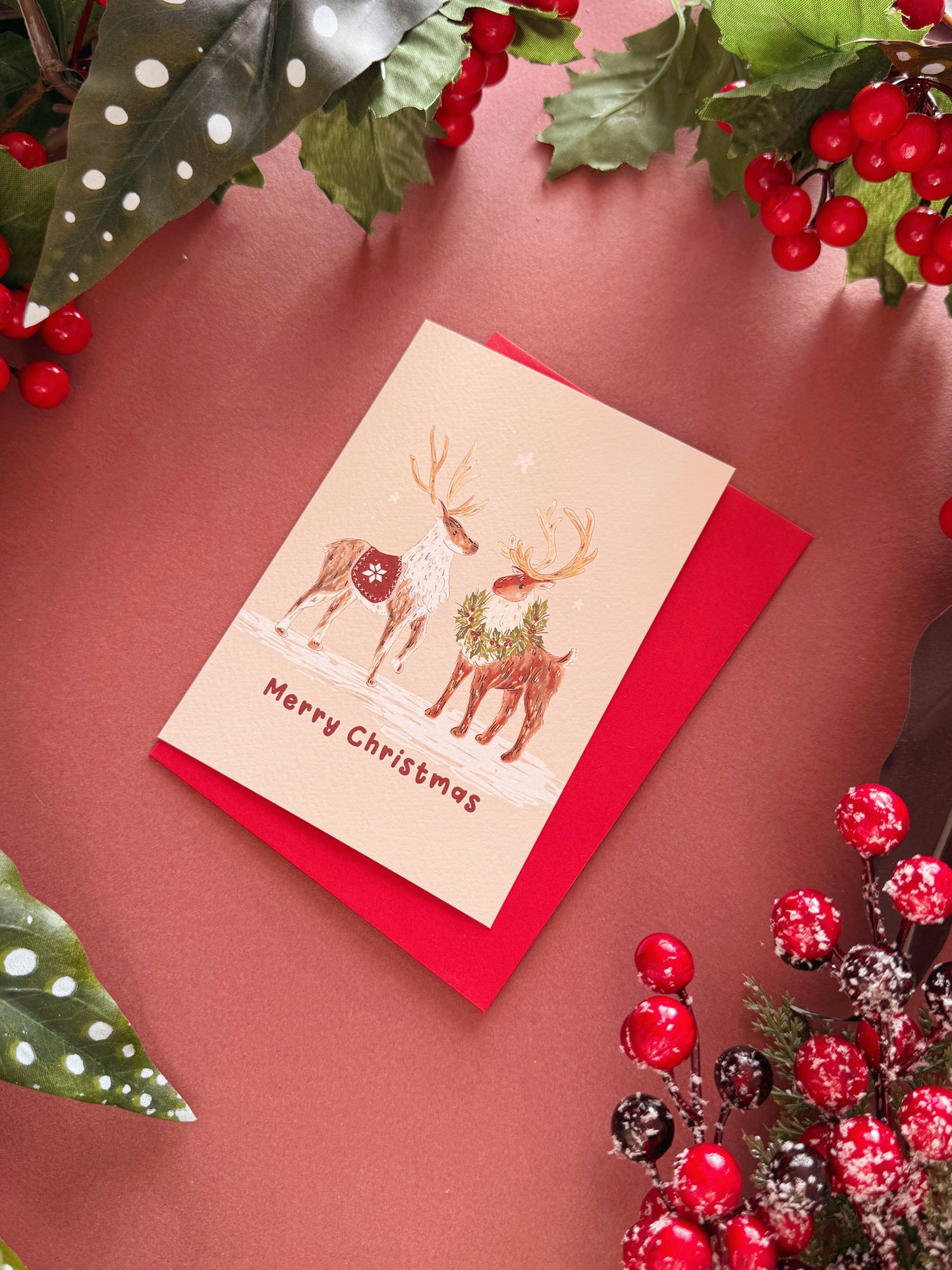 Reindeer Couple Christmas Card