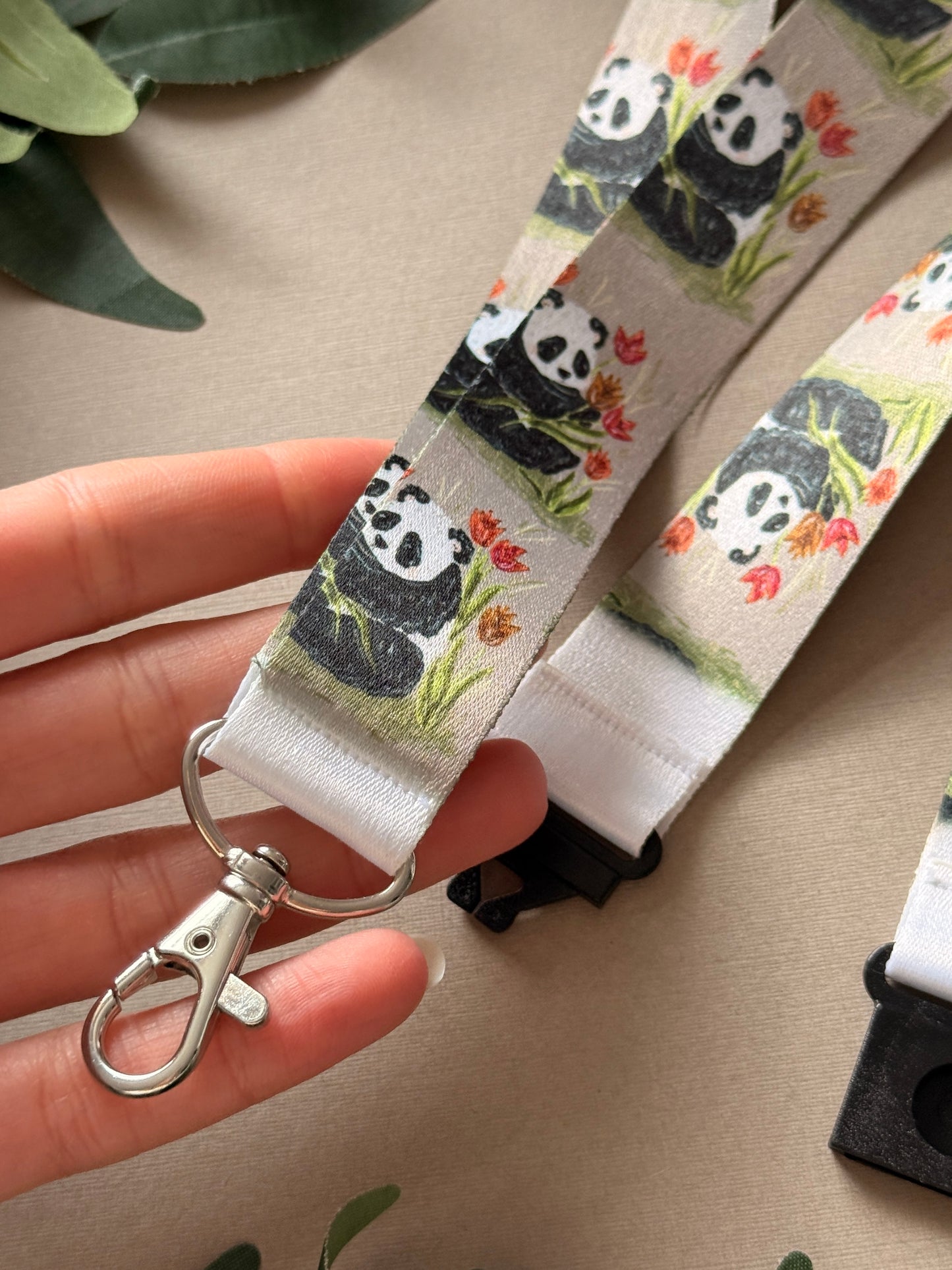 Panda Floral Lanyard