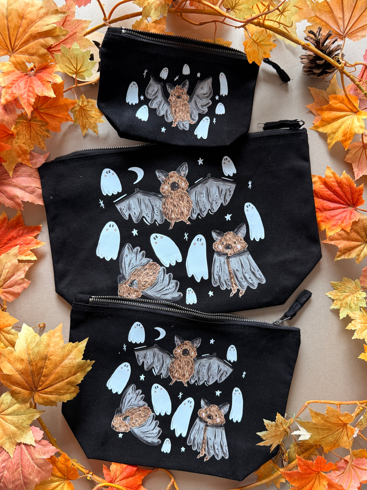 Bat ghost Zip Case