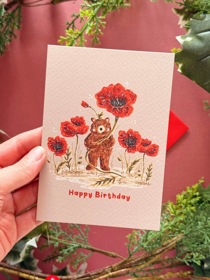 Poppy Bear Birthday Card