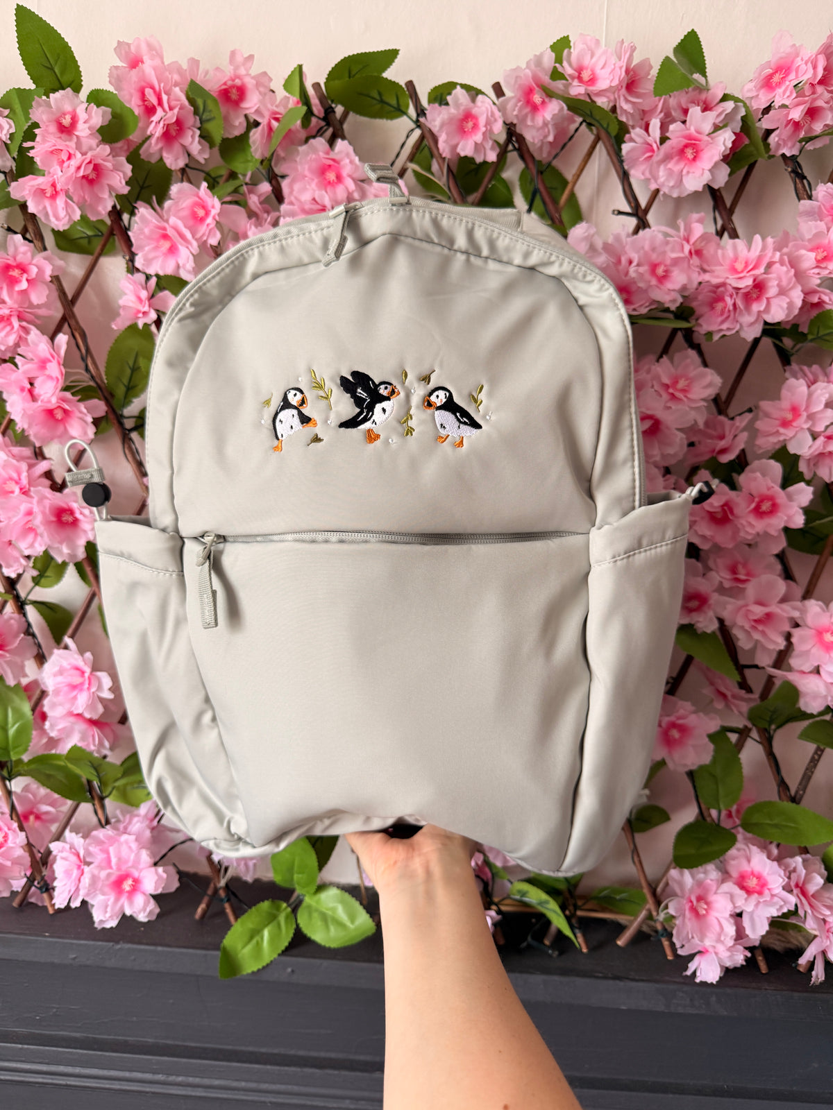 Puffins Embroidered Backpack