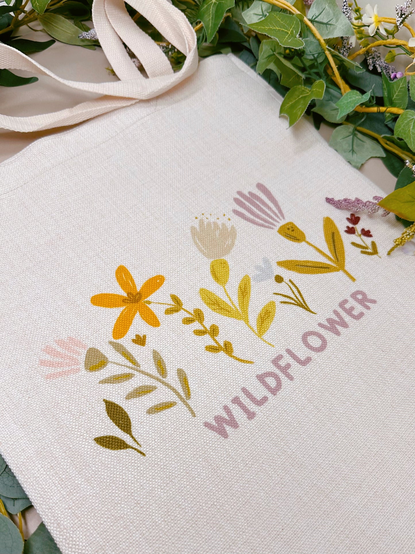 Wild Flower Linen Tote Bag