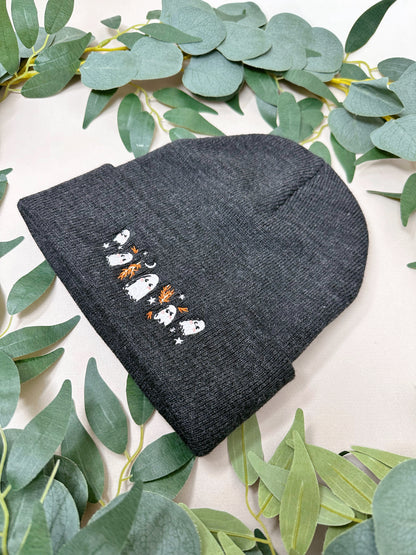 Spooky Ghost Embroidered Beanie
