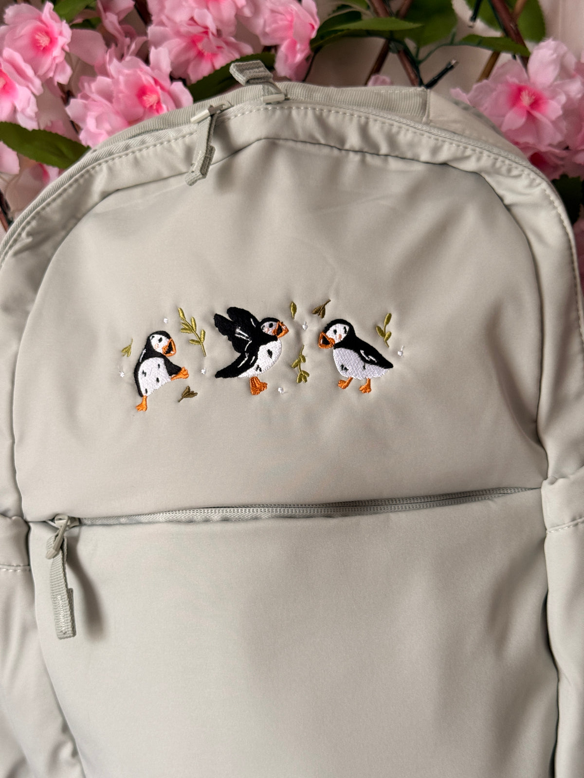 Puffins Embroidered Backpack