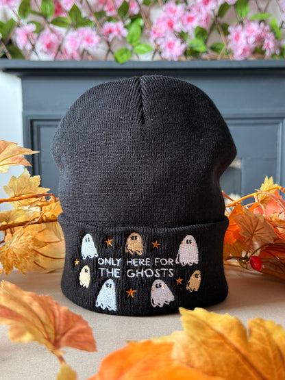 Only Here For The Ghosts Embroidered Beanie
