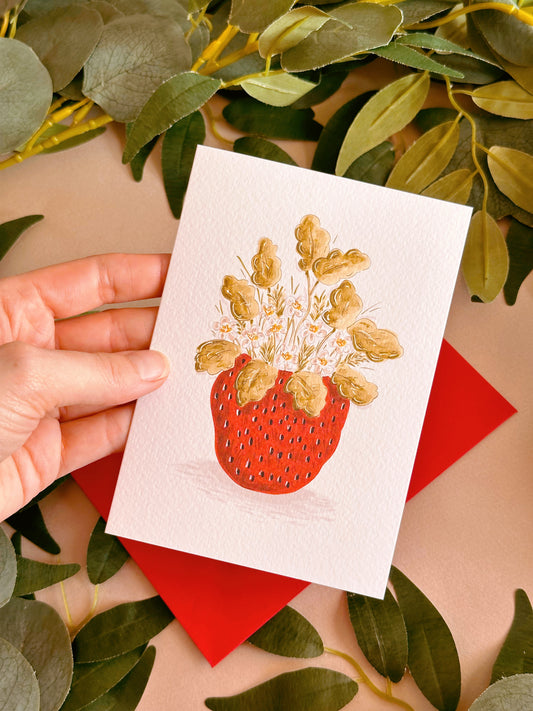 Strawberry Vase Card