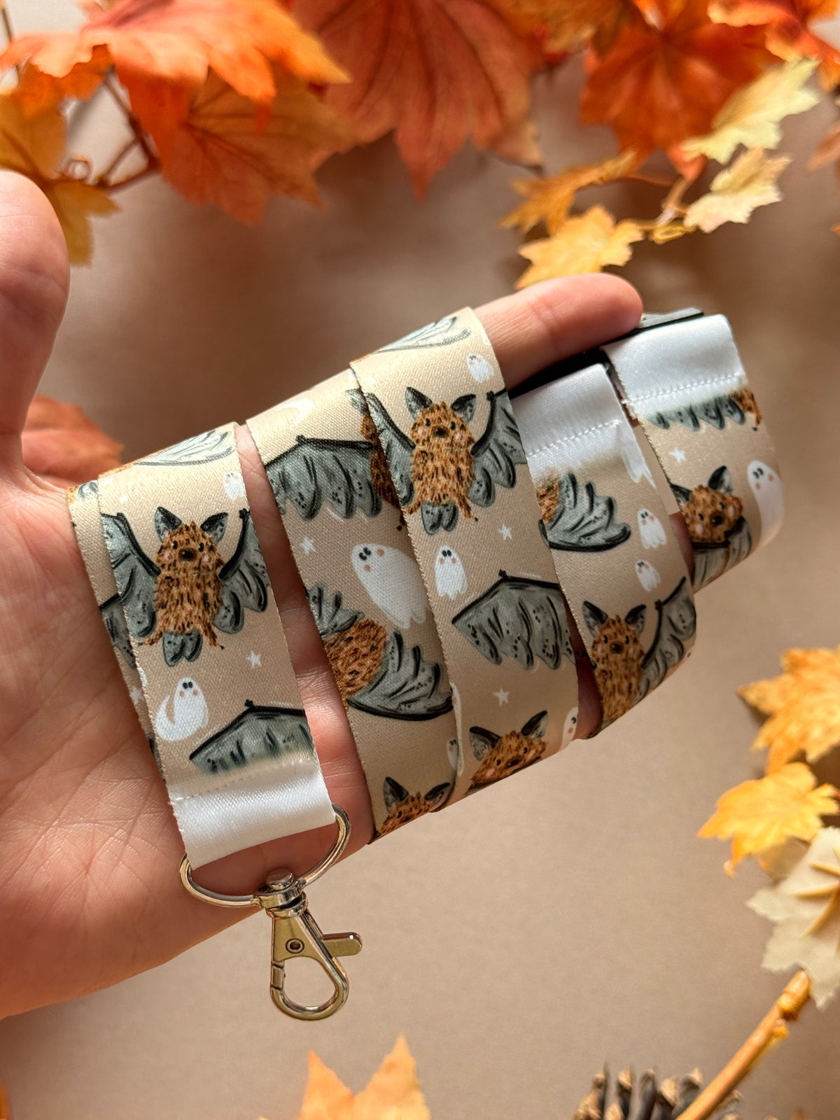 Bat Ghost Lanyard - Chocolate