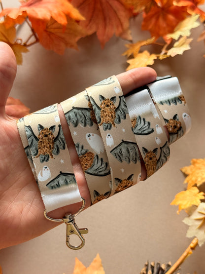 Bat Ghost Lanyard - Chocolate