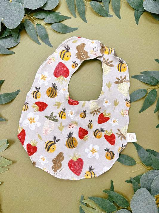 Strawberry Bee Bib - Rounded